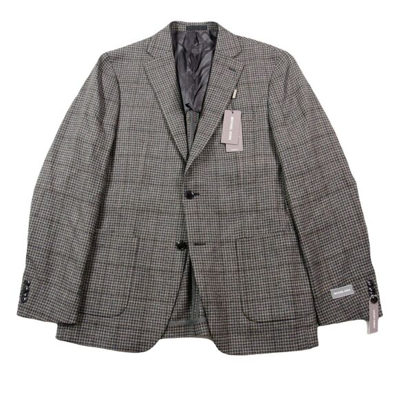 Michael Kors Sport Coats Mens‎ 40R Grey Tan Houndstooth Classic Fit Wool $375